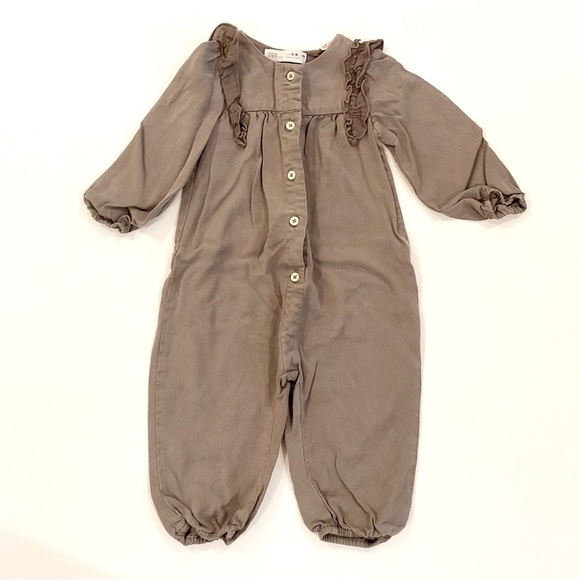 Zara 12-18M Button Up Ruffle Romper - Picture 1 of 4